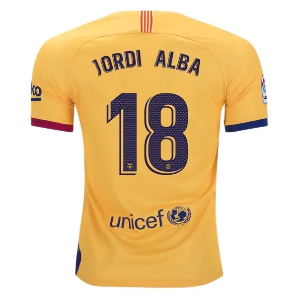 Camiseta Barcelona NO.18 Jordi Alba Segunda equipo 2019-20 Amarillo